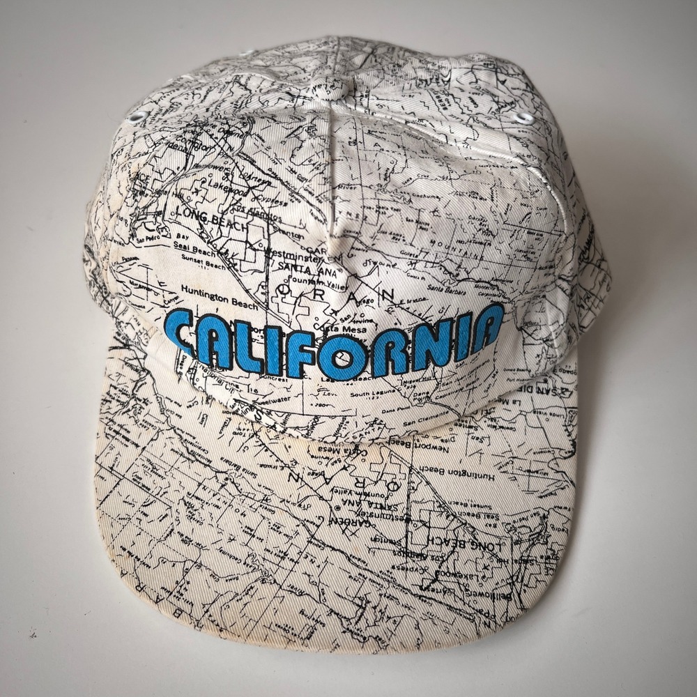 Vintage‎ California road map snap back hat cap novelty souvenir spell out